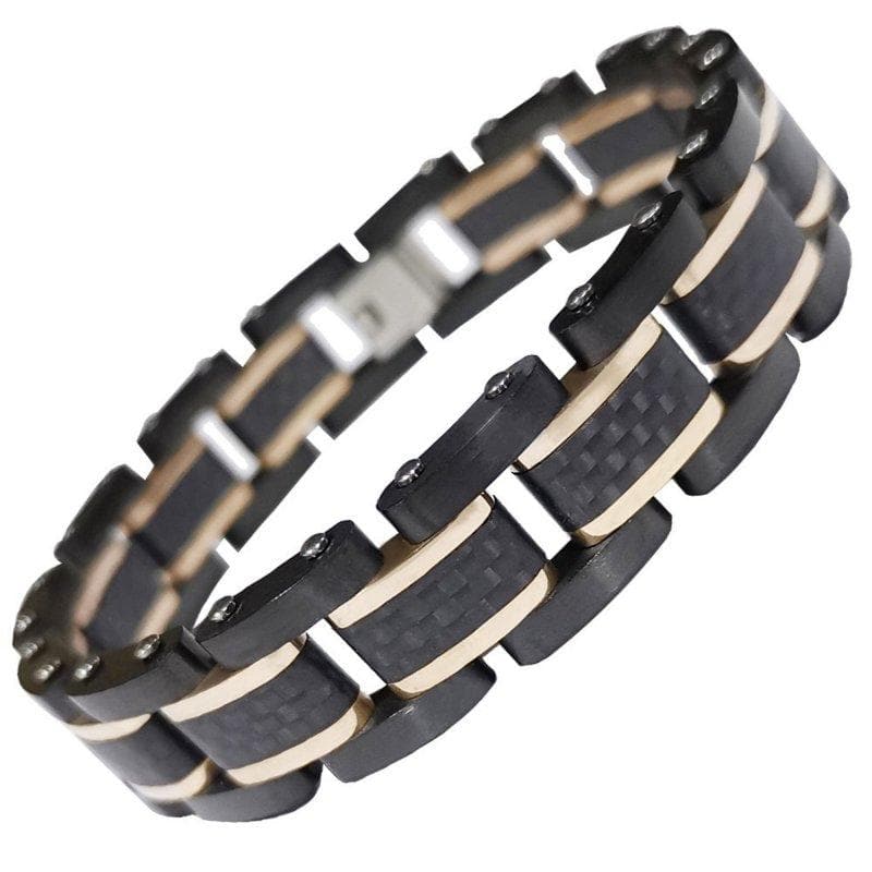 Men's Stainless Steel Reversible Bracelet with Black & Rose Gold Finish