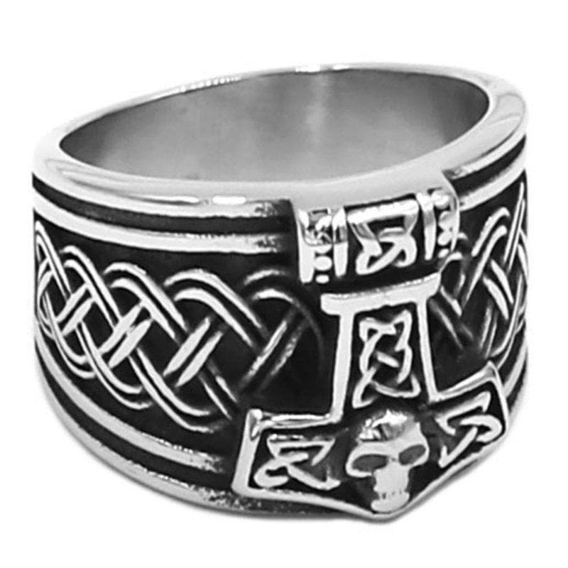 viking thor's hammer ring stainless steel