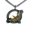 Celtic Raven Necklace Gold PVD Plate Stainless Steel Crow Hawk Falcon Pendant