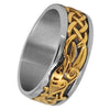 Fenrir Knot Viking Ring Mens Gold PVD Plate 316L Stainless Steel Norse Wolf Band Right