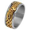 Fenrir Knot Viking Ring Mens Gold PVD Plate 316L Stainless Steel Norse Wolf Band Top