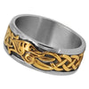 Fenrir Knot Viking Ring Mens Gold PVD Plate 316L Stainless Steel Norse Wolf Band