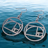 Fibonacci Spiral Earrings Silver 316L Stainless Steel Sacred Geometry Dangles Water