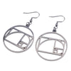 Fibonacci Spiral Earrings Silver 316L Stainless Steel Sacred Geometry Dangles White