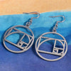 Fibonacci Spiral Earrings Silver 316L Stainless Steel Sacred Geometry Dangles