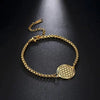 Flower of Life Ankle Bracelet Gold PVD 316L Stainless Steel Sacred Geometry Black