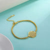 Flower of Life Ankle Bracelet Gold PVD 316L Stainless Steel Sacred Geometry Teal