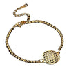 Flower of Life Ankle Bracelet Gold PVD 316L Stainless Steel Sacred Geometry White