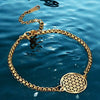 Flower of Life Ankle Bracelet Gold PVD 316L Stainless Steel Sacred Geometry