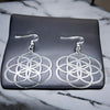 Flower of Life Earrings Silver 316L Stainless Steel Sacred Geometry Dangle Drops Marble