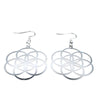 Flower of Life Earrings Silver 316L Stainless Steel Sacred Geometry Dangle Drops White