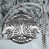 Geri Freki Viking Necklace 316L Stainless Steel Norse Wolves Wolf Pendant Chain Close Snow