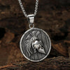 Gladiator Shield Necklace Silver 316L Stainless Steel 300 Spartan Helmet Pendant Brown