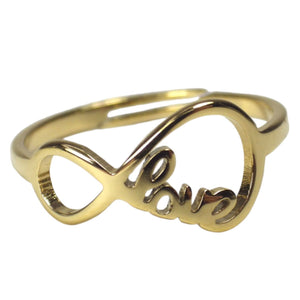 Infinite Love Ring Gold PVD Stainless Steel Infinity Anniversary Promise Band