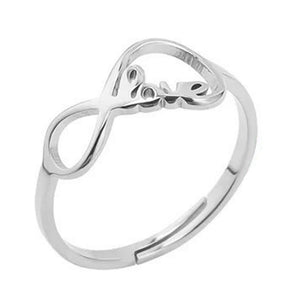Infinite Love Ring Silver Stainless Steel Infinity Anniversary Promise Band
