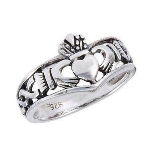 Irish Claddagh Ring Womens 925 Sterling Silver Celtic Knot Wedding Band