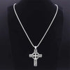 Medieval Celtic Cross Necklace Silver Stainless Steel Irish Crucifix Pendant Far