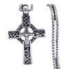 Medieval Celtic Cross Necklace Silver Stainless Steel Irish Crucifix Pendant