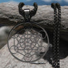 Metatrons Cube Necklace Black Stainless Steel Sacred Geometry Amulet Pendant Rock