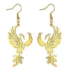 Phoenix Earrings Womens Gold PVD Plate 316L Stainless Steel Fire Bird Dangles