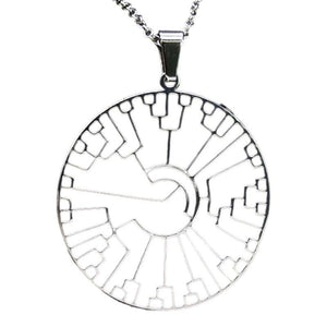 Phylogenetic Tree Necklace Silver Stainless Steel Evolution Ancestry Pendant White