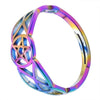 Rainbow Triple Goddess Ring 316L Stainless Steel Adjustable Celtic Pentacle Band