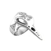 Raven Skull Viking Ring Silver 316L Stainless Steel Norse Valknut Crow Band Right