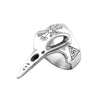 Raven Skull Viking Ring Silver 316L Stainless Steel Norse Valknut Crow Band