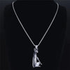 Sphinx Cat Necklace 316L Stainless Steel Egyptian Style Feline Bastet Pendant Black