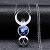 Triple Moon Goddess Necklace 316L Stainless Steel Pagan Wicca Divine Feminine Close