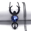 Triple Moon Goddess Necklace Black 316L Stainless Steel Pagan Wicca Pendant Two