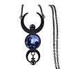 Triple Moon Goddess Necklace Black 316L Stainless Steel Pagan Wicca Pendant