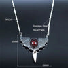 Vampire Necklace Surgical Stainless Steel Pentacle Bat Wings Gothic Pendant Flat