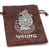 Viking Helm of Awe Pendant Removable Center 316L Stainless Steel Norse Necklace Pouch