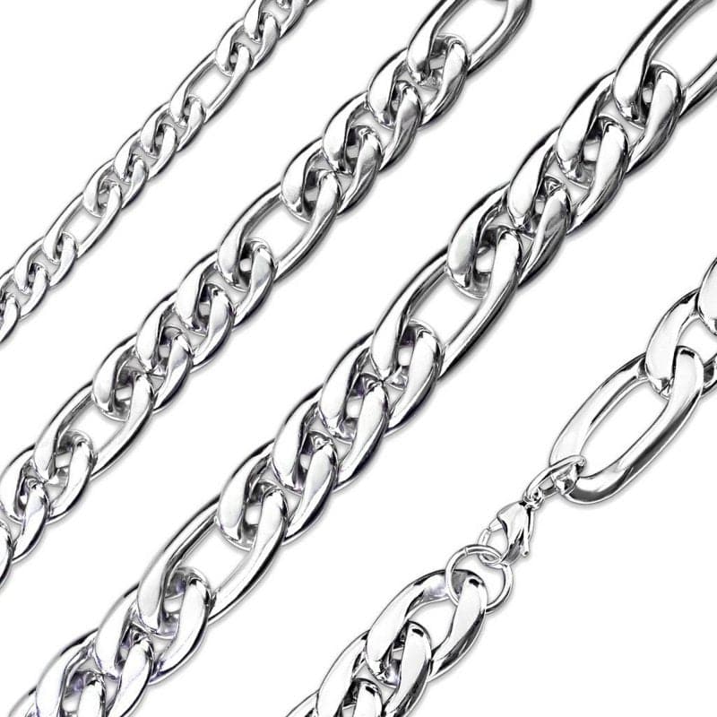 Figaro Chain Necklace 75mm Mens Silver Stainless Steel 6404