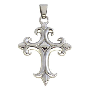 Fleur de Lis Cross Necklace Stainless Steel Pendant 1