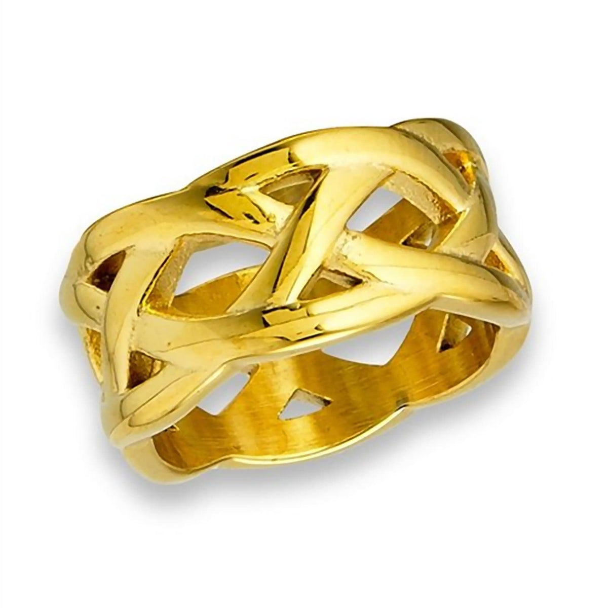 Gold Celtic Knot Stainless Steel Ring - Hypoallergenic Wedding Band