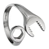 Mechanic Wrench Ring Silver Stainless Steel Open Adjustable Tool Biker Band Right View