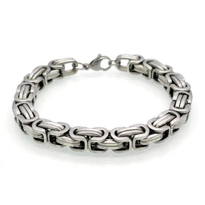 Mens Silver Stainless Steel Byzantine Chain Bracelet 9in 8mm