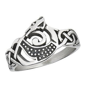 Norse Dragon Ring Stainless Steel Celtic Draco Jormungandr Viking Band