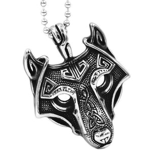 Norse Wolf Necklace Stainless Steel Viking Geri Freki Fenrir Pendant