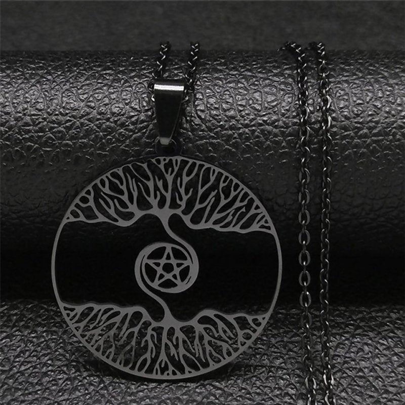 Black Leather Tree of Life Yggdrasil Wallet