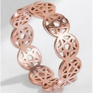 Pentacle Ring Rose Gold Stainless Steel Wicca Pagan Protection Star Band