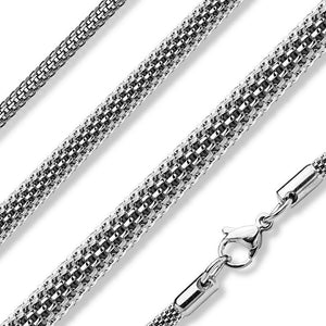 Serpentine Necklace Silver Stainless Steel 4mm Mesh Snake Chain