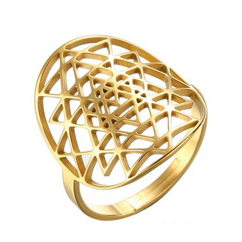 Sri Yantra Sacred Geometry Pendant. Gold Outside Ring, Silver Inside, with Gold Chain. GS SYP