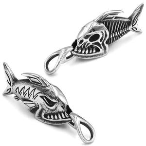 Surf Style Piranha Necklace Stainless Steel Nautical Fisherman Fishbones Pendant