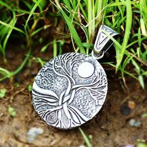 Tree of Knowledge Necklace Silver Stainless Steel Spiritual Pendant