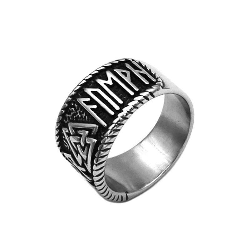 Mens Stainless Steel Valknut Viking Rune Wedding Band Ring Size 7